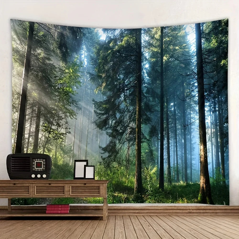 1pc natural forest tree wall tapestry medium and large 3D printed wall art wall hanging bedroom living room dormitory decoration