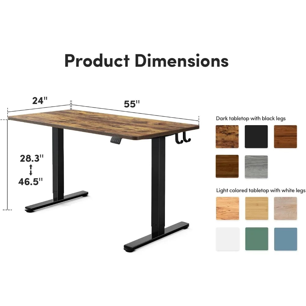 Electric Standing Desk, 55 x 24 Inches Height Adjustable Stand up Desk, Sit Stand Home Office Desk, Computer Desk