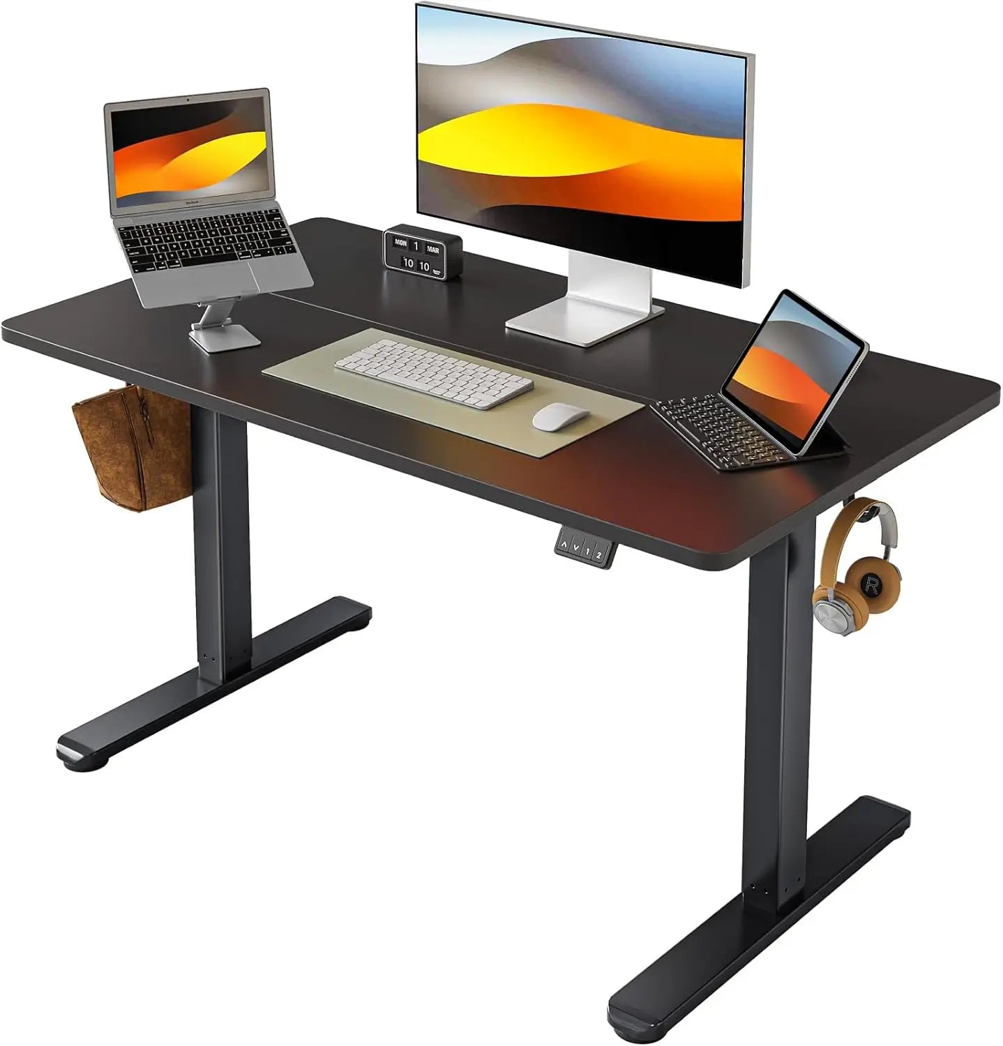 Electric Standing Desk, 55 x 24 Inches Height Adjustable Stand up Desk, Sit Stand Home Office Desk, Computer Desk