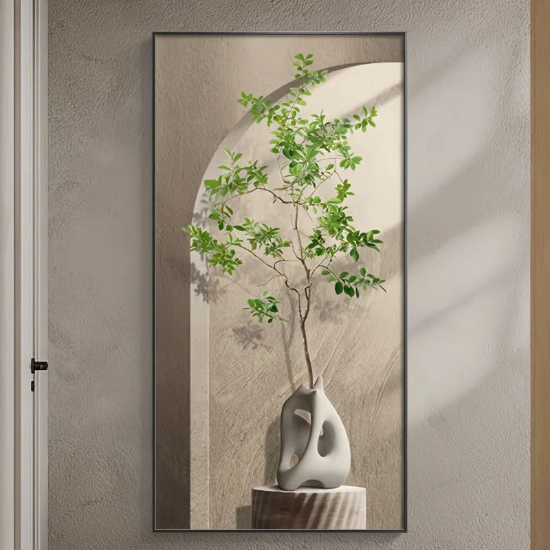 Entrance Decoration Wall Lamp Painting Green Plant Ornaments Entrance Hallway Hanging Painting High-end Living Room Mural Lights