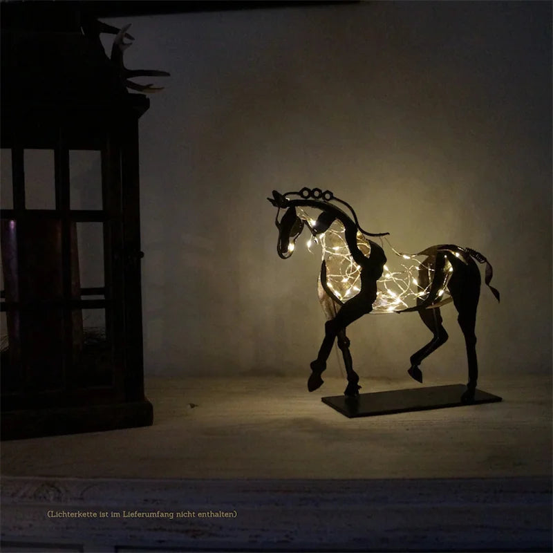 Horse Sculpture Metal LED Animal Sculpture Home Restaurant Decoration Housewarming Gift