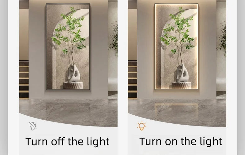 Entrance Decoration Wall Lamp Painting Green Plant Ornaments Entrance Hallway Hanging Painting High-end Living Room Mural Lights