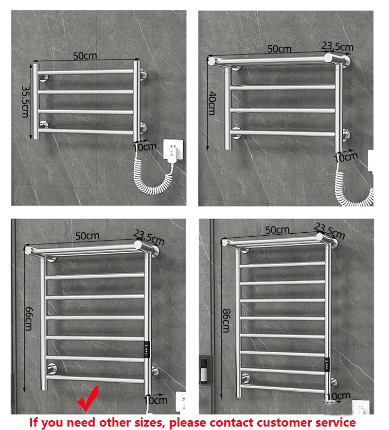 Towel Warmer 304 Stainless Steel 30-70°C adjustment 1-9H timing Smart Heated Electric Towel Rack 50*66*23.5cm 110V/220V