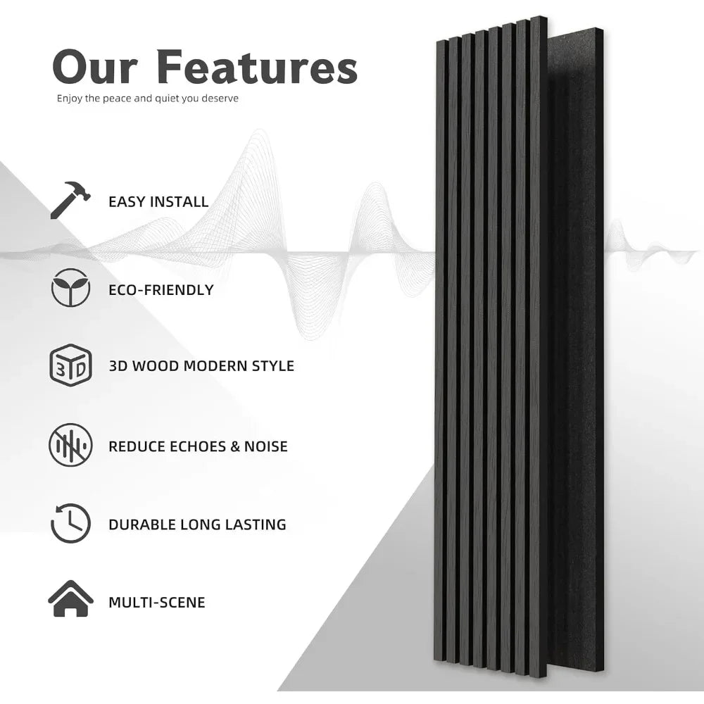 Wood Slat Acoustic Panels for Stylish Decor, Noise Reduction, 3D Fluted Panel for Wall, Interior Design, 47 in