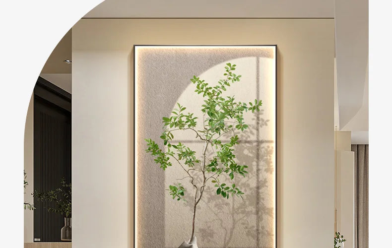 Entrance Decoration Wall Lamp Painting Green Plant Ornaments Entrance Hallway Hanging Painting High-end Living Room Mural Lights