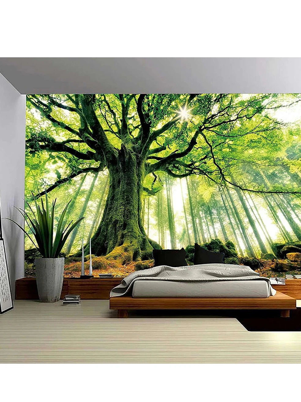 1pc natural forest tree wall tapestry medium and large 3D printed wall art wall hanging bedroom living room dormitory decoration