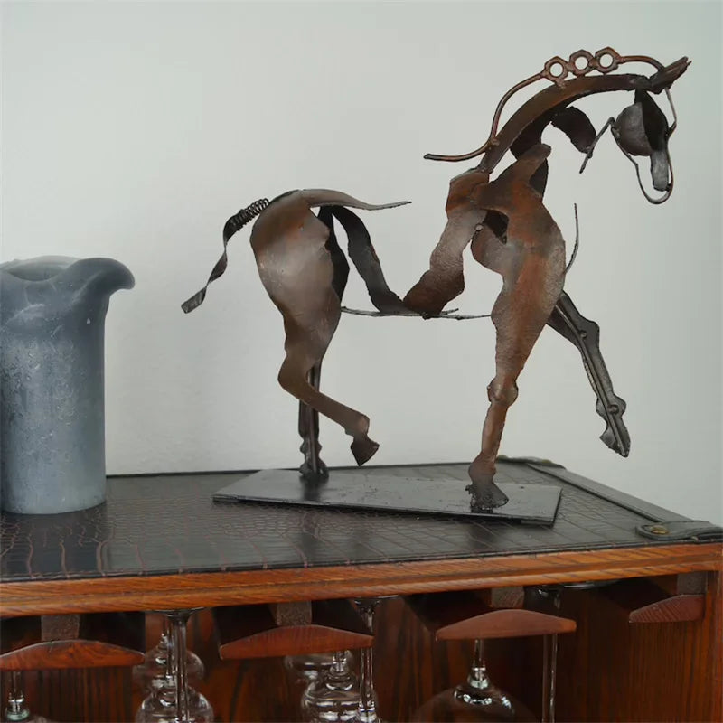 Horse Sculpture Metal LED Animal Sculpture Home Restaurant Decoration Housewarming Gift