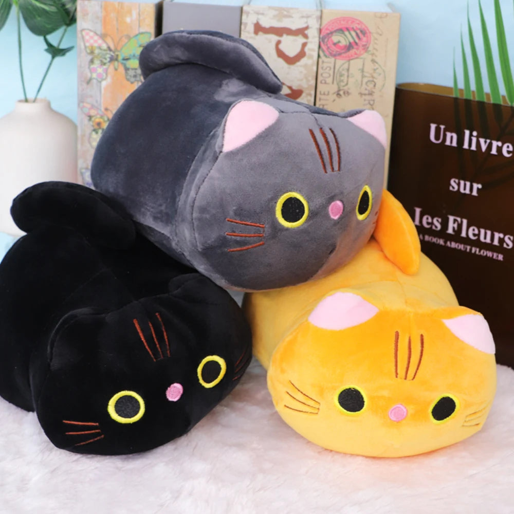 Black Cat Plush Toy, Soft Cat Pillow Squishy Plushies, Cute Black Cat Stuffed Animals, Stuffed Cat Plushie, Black Cat Stuffy Kaw