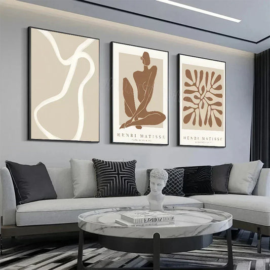 Beige Abstract Wall Decoration Poster _ Interior Wall Decoration Living Room - Paintin Poster