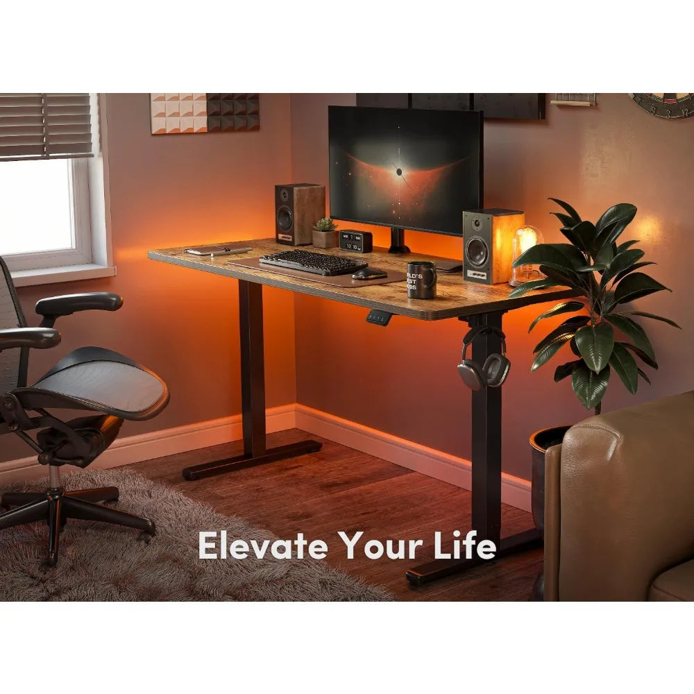 Electric Standing Desk, 55 x 24 Inches Height Adjustable Stand up Desk, Sit Stand Home Office Desk, Computer Desk