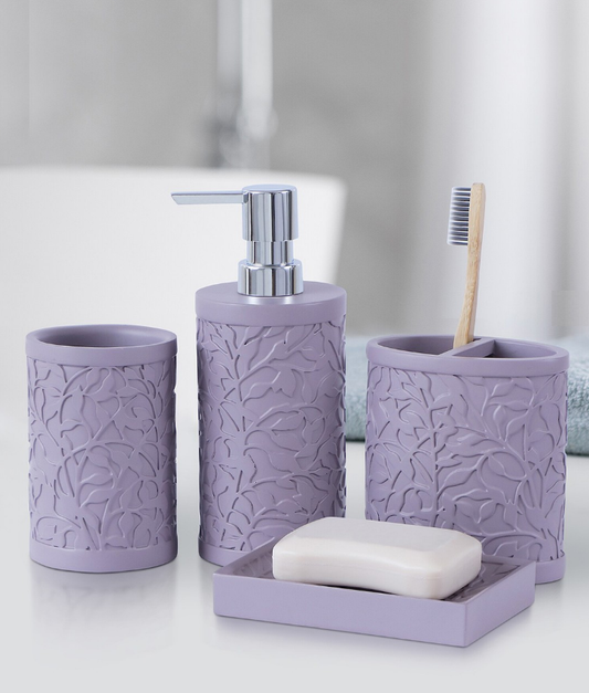 Purple 4-Pieces Textured Bath Accessories Set